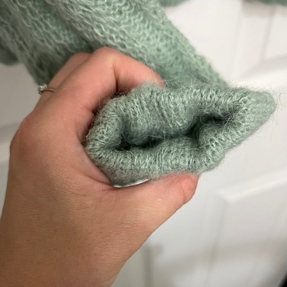 Free People / Angel Soft Pullover Sweater Mint Fresh Combo Alpaca Wool Blend XS - Picture 15 of 16